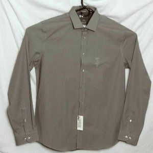 DKNY Button Front Shirt Gray Slim Fit 17.5 36/37